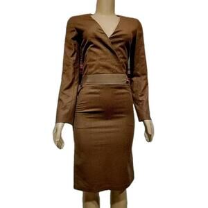 Chanel ~ Made In France, Brown Size F36/US4 Wool Cashemere Women's Dress #C